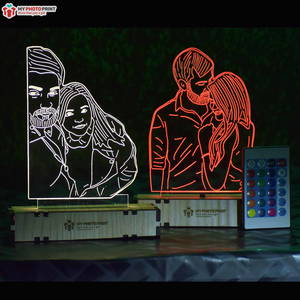 PERSONALIZED LINEART ACRYLIC 3D ILLUSION PHOTO LED LAMP WITH COLOR CHANGING LED AND REMOTE#1981