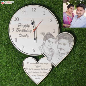 Custom Couple Photo Clock Engraved Photo Frame 0009