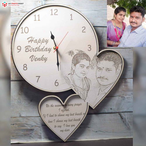 Custom Couple Photo Clock Engraved Photo Frame