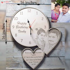 Custom Couple Photo Clock Engraved Photo Frame 0009