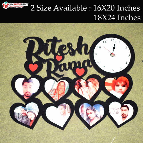 Customized MyPhotoPrint Photo Wall Clock | 8 Photos 2 Names