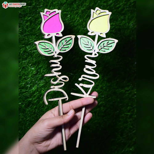 Customize Rose Wooden Name