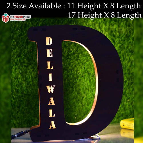 Customized A TO Z Alphabet Wooden Name Board Without Crown Multicolor Led and Remote #1201