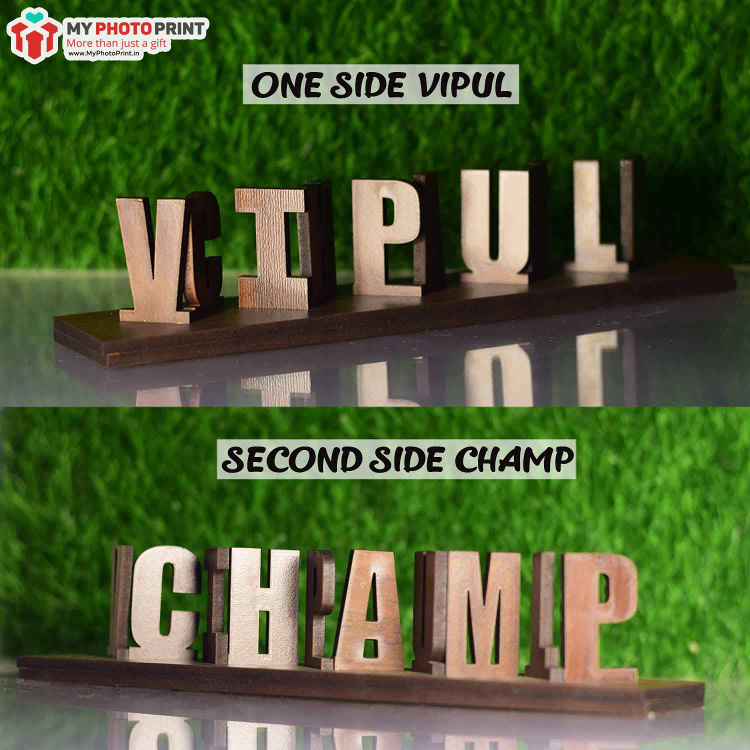 Customized Double Side Flip Wooden Name 007