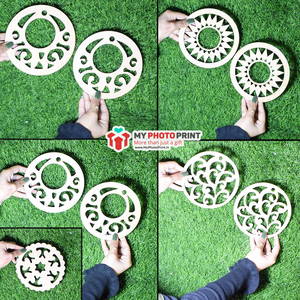 Round Design MDF Wooden Craft Cutout Any Shapes & Patterns | (minimum 10 Quantity)