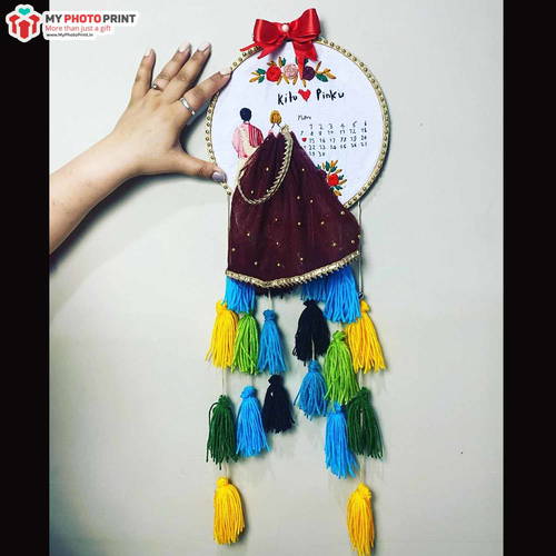 Personalized Handmade Embroidered Wall Hanging For Couple #2087