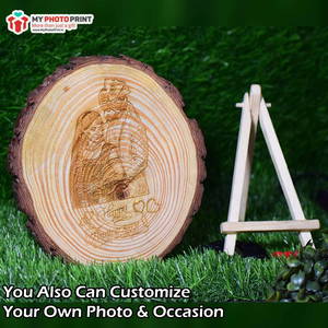 Customized Round Wooden Engraved With Couple Photo #2088