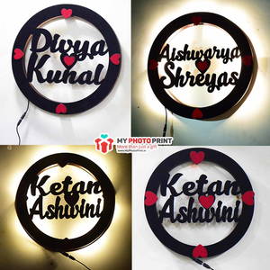 Custom couple name wall hanging with led light