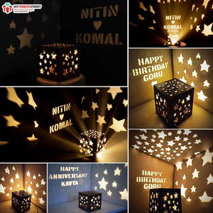 Customized Star Wooden Shadow Box With Electric night Lamp