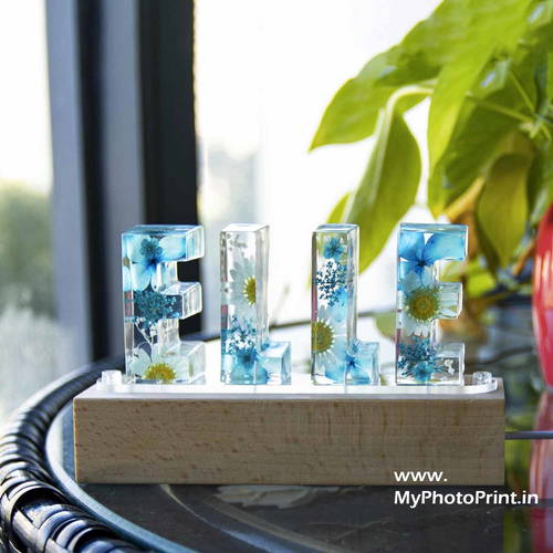 Personalized unique Letter Crystal Lamp Dried Flower Resin Crystal Lamp Eternal Flower Letter Lamp Decoration#2090