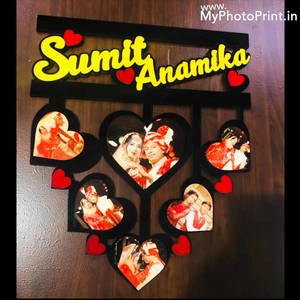 Customized Couple and Heart Photo Frame With 6 Photos#2095