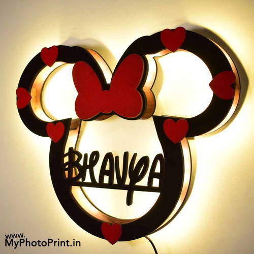 Personalized Mini Mouse Name Wall Hanging With Led Light #2089