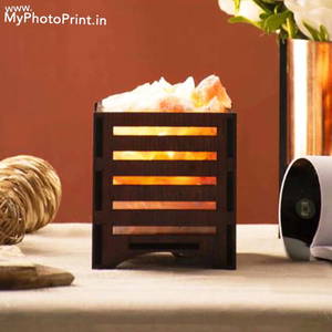 Rectangle Plywood Himalayan Rock Salt Lamp Basket