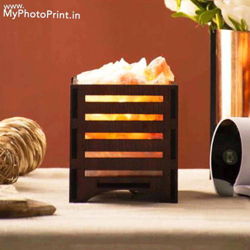 Rectangle Plywood Himalayan Rock Salt Lamp Basket