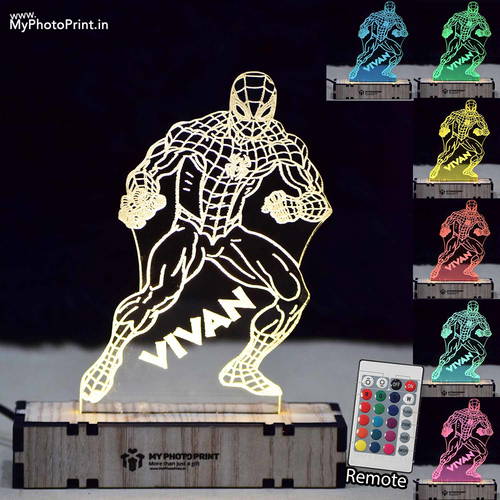 Customized Spider-Man Acrylic 3d Illusion Led Lamp With Color Changing Led And Remote#2127