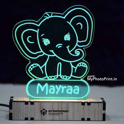 Customized Baby Elephant Acrylic 3d Illusion Led Lamp With Color Changing Led And Remote#2129