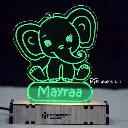 Customized Baby Elephant Acrylic 3d Illusion Led Lamp With Color Changing Led And Remote#2129