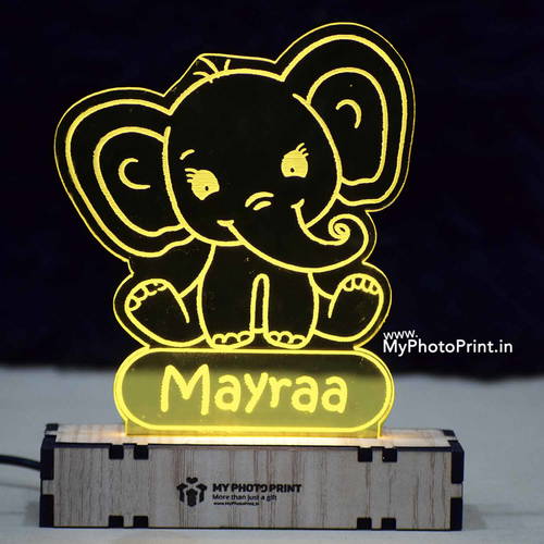 Customized Baby Elephant Acrylic 3d Illusion Led Lamp With Color Changing Led And Remote#2129