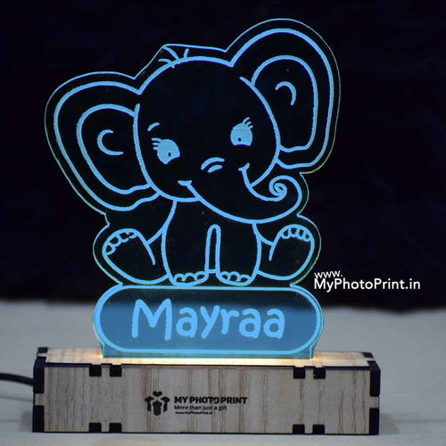 Customized Baby Elephant Acrylic 3d Illusion Led Lamp With Color Changing Led And Remote#2129