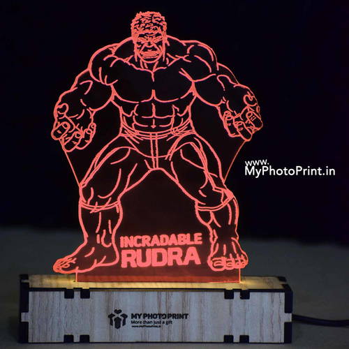 Customized Hulk Acrylic 3d Illusion Led Lamp With Color Changing Led And Remote#2131