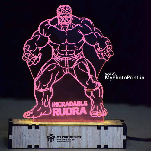 Customized Hulk Acrylic 3d Illusion Led Lamp With Color Changing Led And Remote#2131