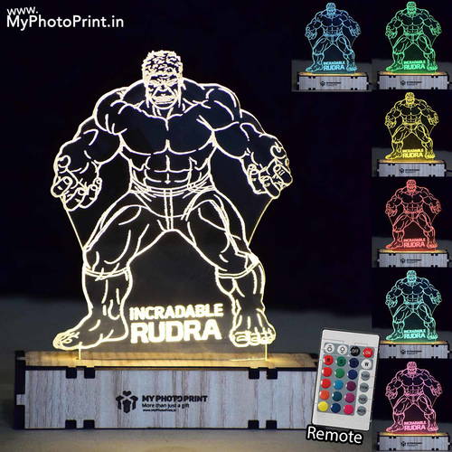 Customized Hulk Acrylic 3d Illusion Led Lamp With Color Changing Led And Remote#2131