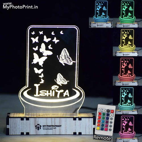 Customized Butterfly Acrylic 3d Illusion Led Lamp With Color Changing Led And Remote#2132