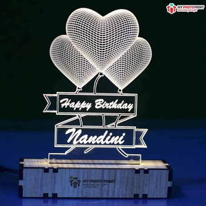 PERSONALIZED 3 HEART ACRYLIC 3D ILLUSION LED LAMP WITH COLOR CHANGING LED AND REMOTE#2008-2