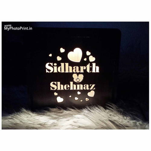 Customized Couple Name Heart Wooden Light Box