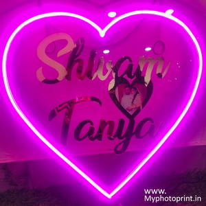 Personalized Love Couple Name With Photo Heart Led Neon Sign Decorative Lights Wall Decor 