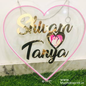 Personalized Love Couple Name With Photo Heart Led Neon Sign Decorative Lights Wall Decor 