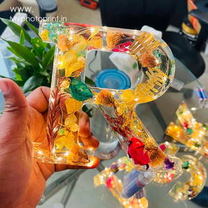 Large Letter Alphabet Flower Resin Night Lamp