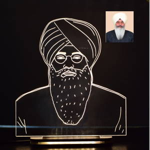 Radha Swami Baba Ji LINEART ACRYLIC 3D ILLUSION PHOTO LED LAMP #2325