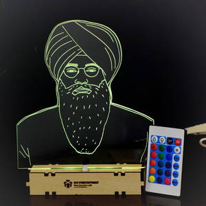 Radha Swami Baba Ji LINEART ACRYLIC 3D ILLUSION PHOTO LED LAMP #2325