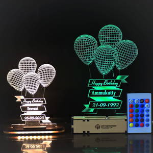  Personalized Balloons Acrylic 3D illusion LED Lamp with Color Changing Led and Remote# 1316