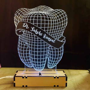 PERSONALIZED TEETH ACRYLIC 3D ILLUSION LED LAMP WITH COLOR CHANGING LED AND REMOTE #2359