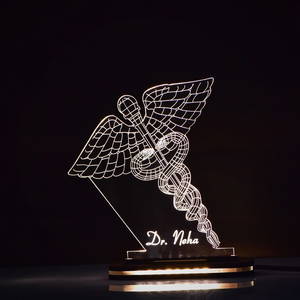 PERSONALIZED STARLASER CADUCEUS DOCTOR SYMBOL ACRYLIC 3D ILLUSION LED LAMP WITH COLOR CHANGING LED AND REMOTE #2361