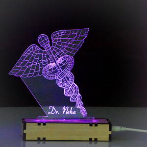 PERSONALIZED STARLASER CADUCEUS DOCTOR SYMBOL ACRYLIC 3D ILLUSION LED LAMP WITH COLOR CHANGING LED AND REMOTE #2361