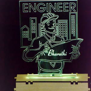 PERSONALIZED ENGINEER ACRYLIC 3D ILLUSION LED LAMP WITH COLOR CHANGING LED AND REMOTE #2356