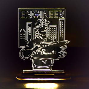 PERSONALIZED ENGINEER ACRYLIC 3D ILLUSION LED LAMP WITH COLOR CHANGING LED AND REMOTE #2356