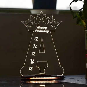 Personalized A TO Z  Crown Alphabet Acrylic 3D illusion LED Lamp 2328