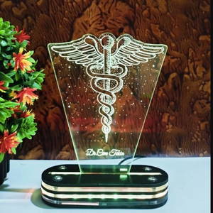 Name Plate Lamp Gift for Doctors, Personalized unique doctor symbol