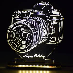 PERSONALIZED CAMERA ACRYLIC 3D ILLUSION LED LAMP WITH COLOR CHANGING LED AND REMOTE#1392