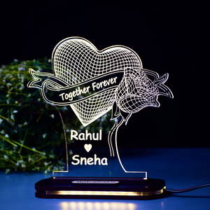 Personalized Heart Rose Acrylic 3d Illusion Led Lamp With Color Changing Led And Remote #107