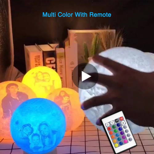 ORIGNAL 3D Printed Moon Lamp Personalized With Text & Photo | Multi Color