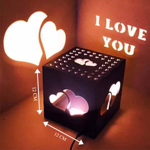 CUSTOMIZED HEART WOODEN SHADOW BOX WITH ELECTRIC NIGHT LAMP