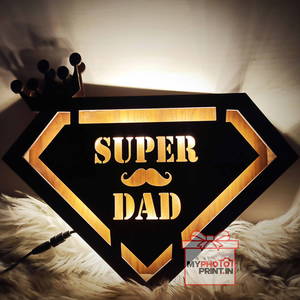 Customized Wooden Super Dad Led Frame With Your Text