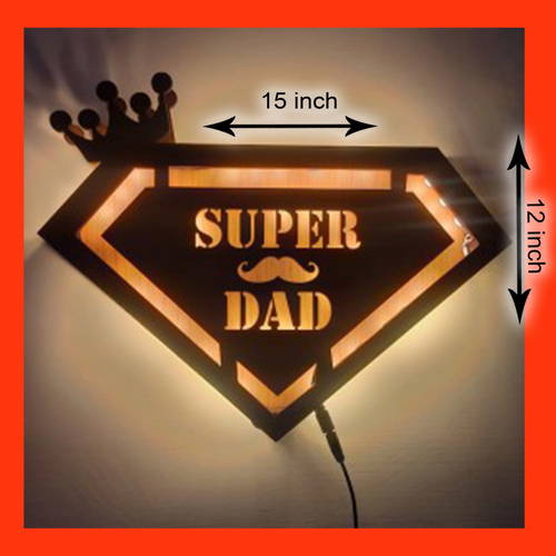 Customized Wooden Super Dad Led Frame With Your Text