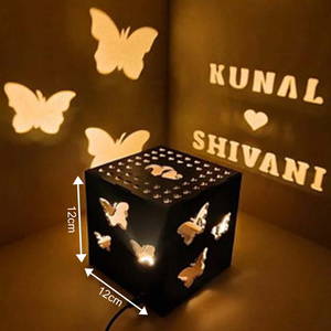 Customized Butterfly Wooden Shadow Box With Electric Night Lamp 