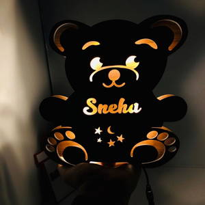 Customized Teddy Bear Name Board With Multicolor Led and Remote #925